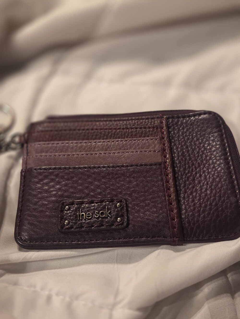 The Sak Plum Leather Zip Pouch Card Holder